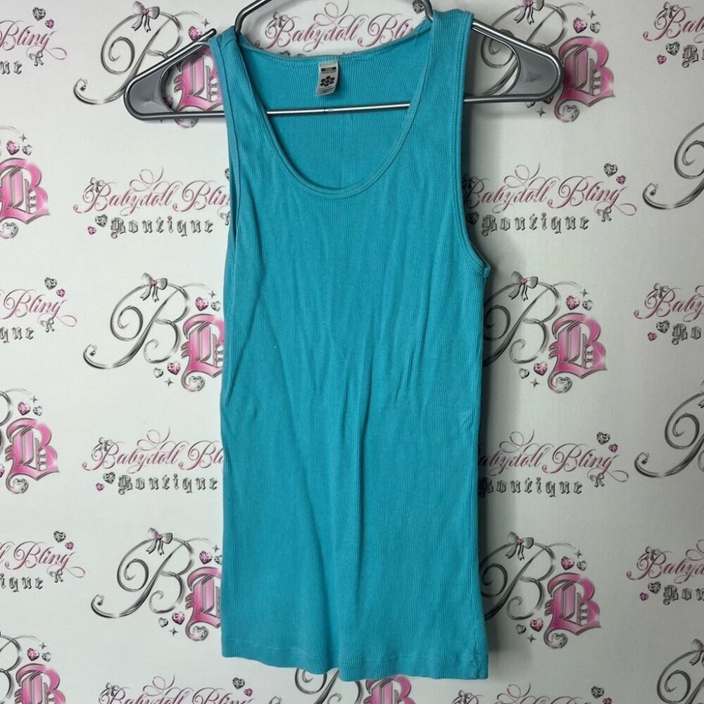 American Apparel tank top ribbed classic y2k turquoise Vibrant Blue Tank Top